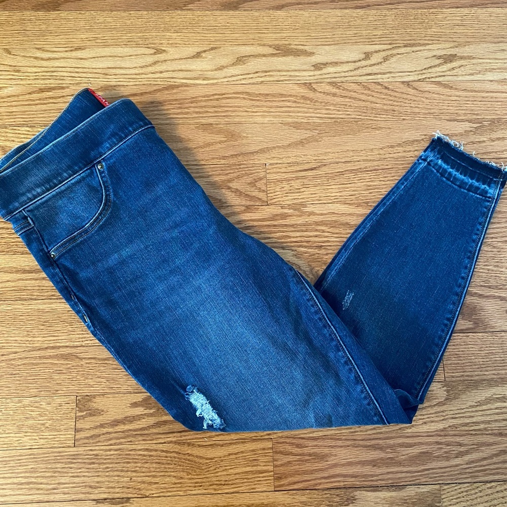 Spanx Distressed Ankle Skinny Jeans, Medium Wash, Petite Large